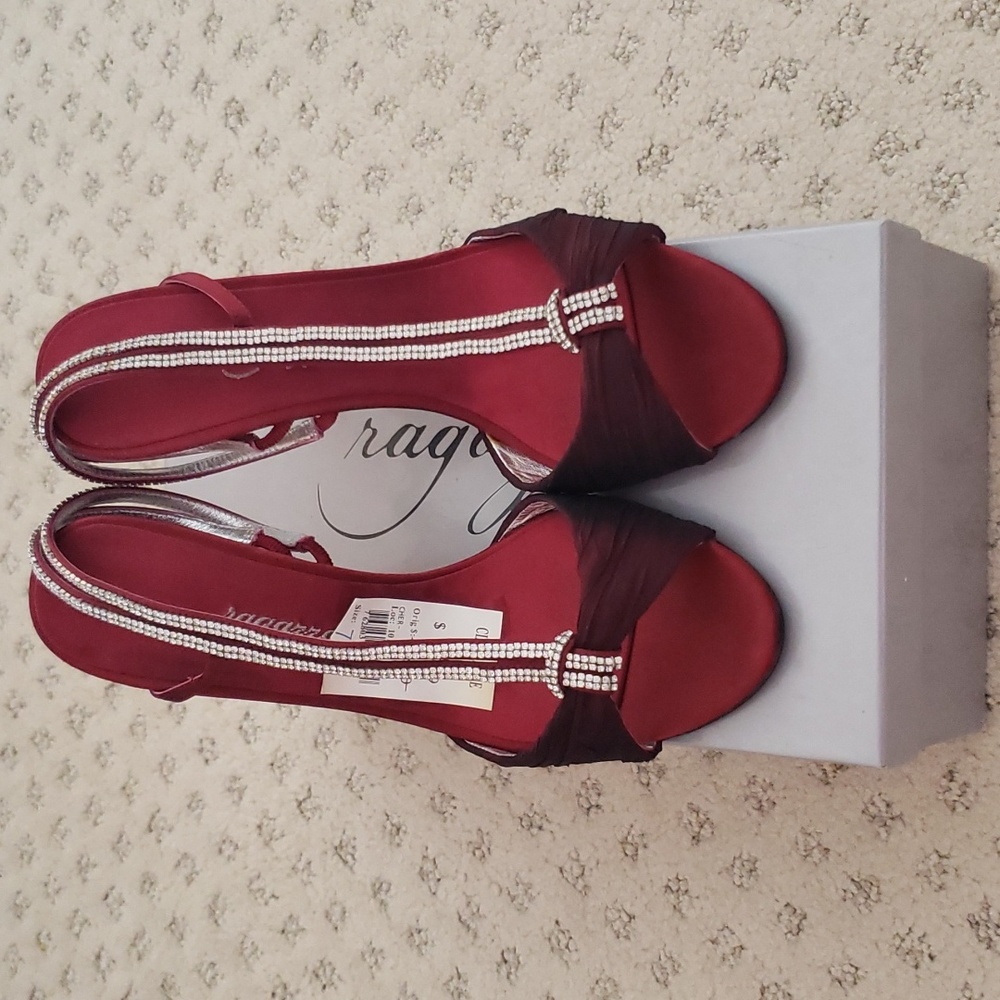 Raggazza Rhinestone strappy heels burgundy sandals
